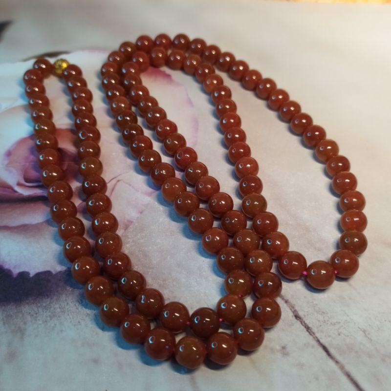 📿紅翡珠鍊📿天然緬甸玉 A貨翡翠-8mm大紅翡珠 108顆 精品圓珠 珠鍊/項鍊/繞多圈 翡翠項鍊 紅翡項鍊 母親節禮物-細節圖2