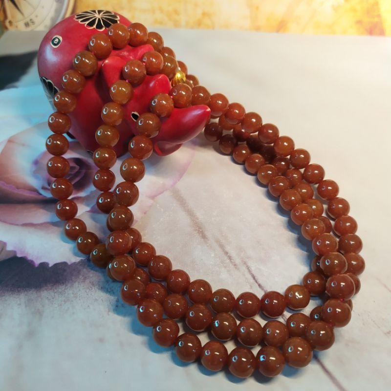 📿紅翡珠鍊📿天然緬甸玉 A貨翡翠-8mm大紅翡珠 108顆 精品圓珠 珠鍊/項鍊/繞多圈 翡翠項鍊 紅翡項鍊 母親節禮物-細節圖3