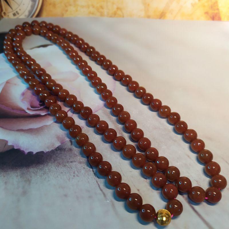 📿紅翡珠鍊📿天然緬甸玉 A貨翡翠-8mm大紅翡珠 108顆 精品圓珠 珠鍊/項鍊/繞多圈 翡翠項鍊 紅翡項鍊 母親節禮物-細節圖5