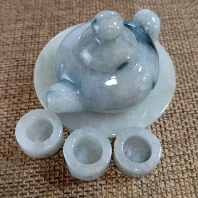 🎷遇見辛福🎷天然緬甸玉A貨翡翠-精雕 茶壺/玉壺組 小擺件 現貨實拍優惠特價【92jade 遇見善緣】翡翠茶壺 玉茶壺-細節圖5