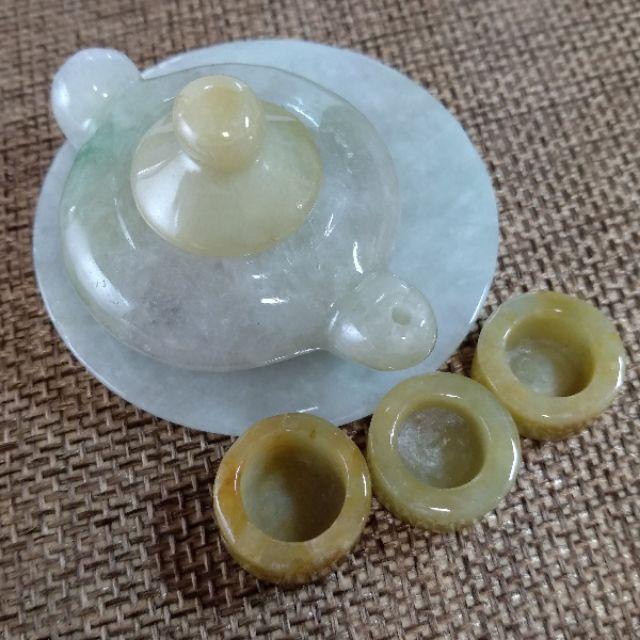 🎷遇見辛福🎷天然緬甸玉A貨翡翠-精雕 茶壺/玉壺組 小擺件 現貨實拍優惠特價【92jade 遇見善緣】翡翠茶壺 玉茶壺-細節圖7