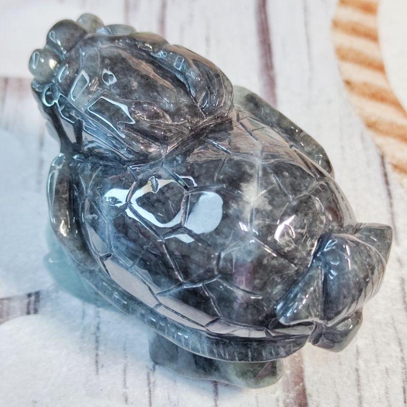 🐉招財守護🐢天然緬甸玉 A貨翡翠 烏雞 龍龜 小擺件/手把件 【92jade遇見善緣】現貨特惠 翡翠龍龜 玄武擺件手把件-細節圖8