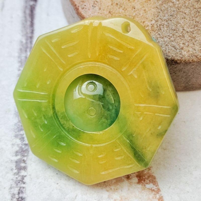 ☯️占凶吉 知萬象☯️天然緬甸玉 A貨 翡翠 三彩 雙面精雕 八卦 玉八卦 開運八卦 中間可轉動 現貨特價-細節圖2