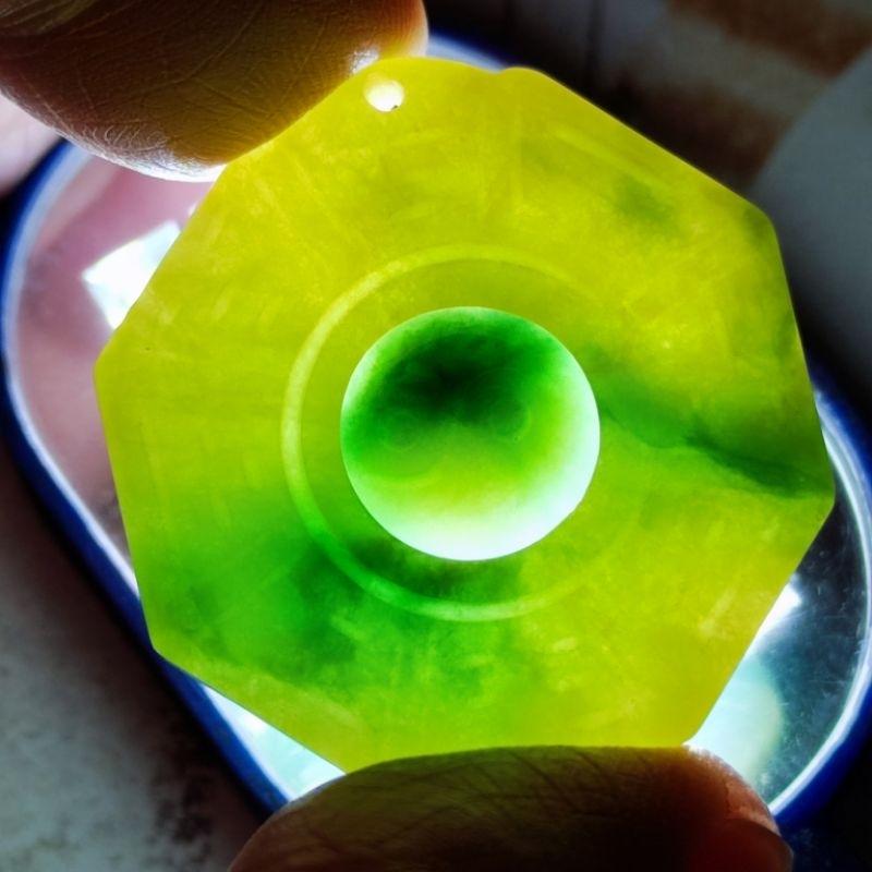 ☯️占凶吉 知萬象☯️天然緬甸玉 A貨 翡翠 三彩 雙面精雕 八卦 玉八卦 開運八卦 中間可轉動 現貨特價-細節圖3