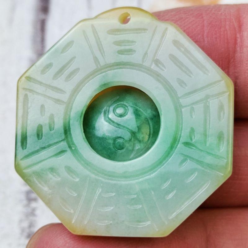 ☯️占凶吉 知萬象☯️天然緬甸玉 A貨 翡翠 三彩 雙面精雕 八卦 玉八卦 開運八卦 中間可轉動 現貨特價-細節圖7