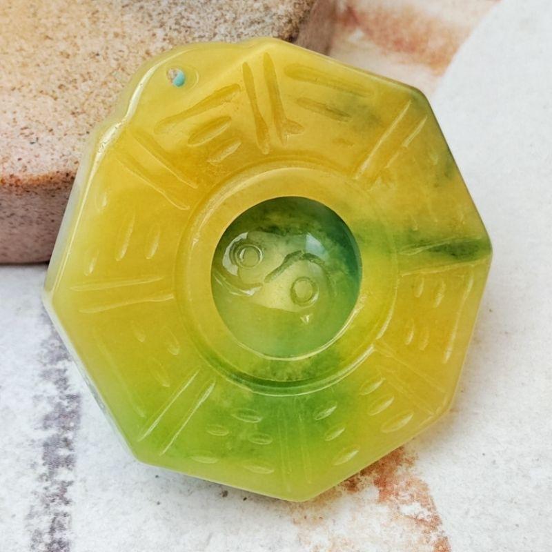 ☯️占凶吉 知萬象☯️天然緬甸玉 A貨 翡翠 三彩 雙面精雕 八卦 玉八卦 開運八卦 中間可轉動 現貨特價-細節圖9