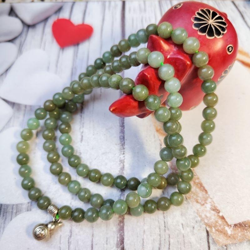 🔮108🔮天然緬甸玉A貨翡翠-7.2mm油青珠 毛衣鏈 現貨實拍優惠特價【92jade 遇見善緣】翡翠珠鍊 翡翠項鍊-細節圖2