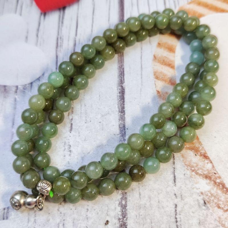 🔮108🔮天然緬甸玉A貨翡翠-7.2mm油青珠 毛衣鏈 現貨實拍優惠特價【92jade 遇見善緣】翡翠珠鍊 翡翠項鍊-細節圖3