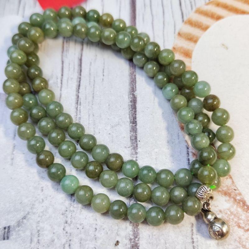 🔮108🔮天然緬甸玉A貨翡翠-7.2mm油青珠 毛衣鏈 現貨實拍優惠特價【92jade 遇見善緣】翡翠珠鍊 翡翠項鍊-細節圖4