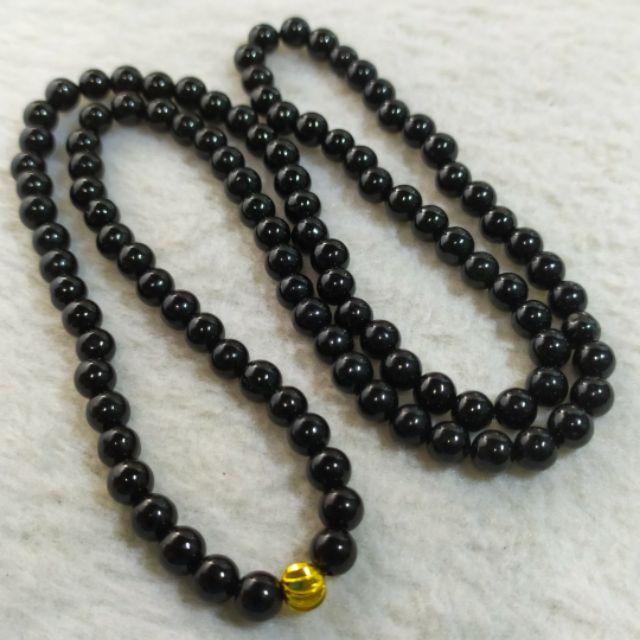 📿108顆📿天然緬甸玉 A貨 翡翠 5.8mm 墨翠  珠鍊 項鍊 毛衣鍊 繞多圈 佛珠 念珠 珠串 現貨特價-細節圖2