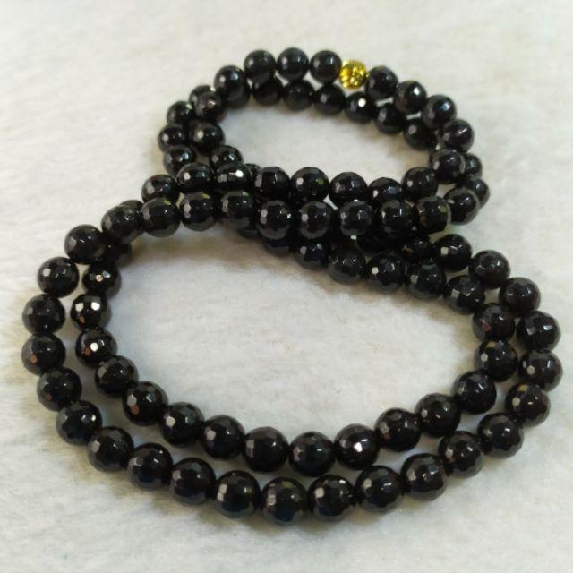 📿多切割面📿天然緬甸玉A貨翡翠-7.5mm墨翠 多切割面 珠鍊項鍊毛衣鍊繞多圈精品佛珠念珠珠串台灣賣家現貨實拍特惠價-細節圖2