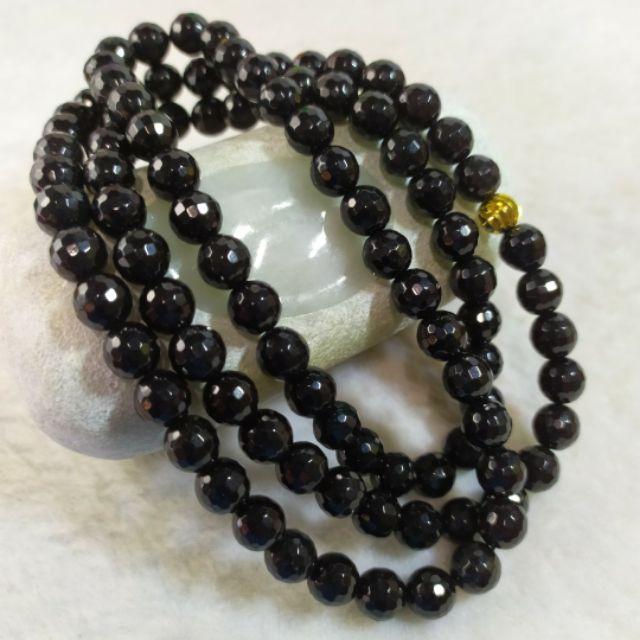 📿多切割面📿天然緬甸玉A貨翡翠-7.5mm墨翠 多切割面 珠鍊項鍊毛衣鍊繞多圈精品佛珠念珠珠串台灣賣家現貨實拍特惠價-細節圖3