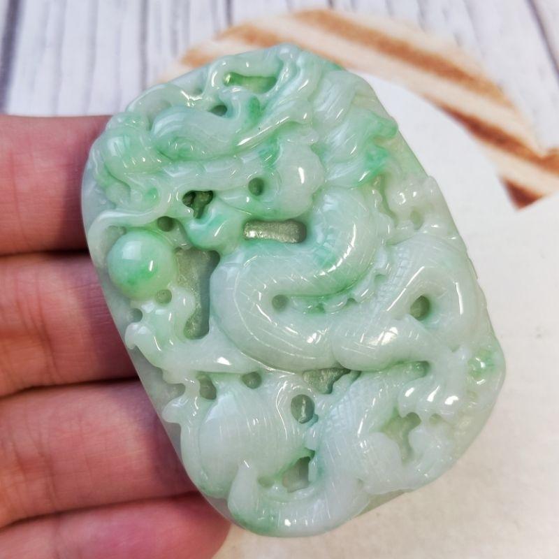 🐲龍行天下🐉天然緬甸玉 A貨 翡翠 飄綠花  精雕 龍 龍牌 現貨特價 翡翠龍牌  龍牌吊墬 龍玉佩 龍項鍊 龍牌墬子-細節圖2