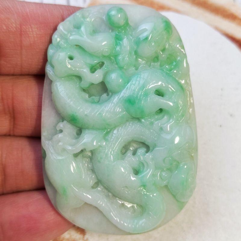 🐲龍行天下🐉天然緬甸玉 A貨 翡翠 飄綠花  精雕 龍 龍牌 現貨特價 翡翠龍牌  龍牌吊墬 龍玉佩 龍項鍊 龍牌墬子-細節圖7