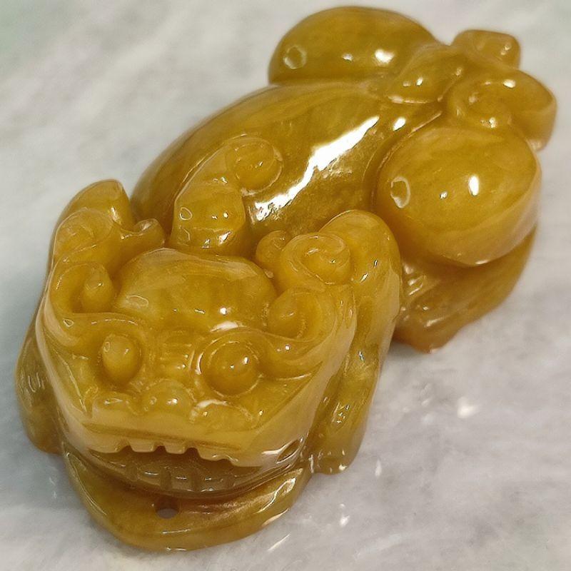 💱招財納福💱天然緬甸玉A貨翡翠-黃翡 精雕 貔貅 附證書 現貨實拍優惠特價【92jade 遇見善緣】-細節圖2