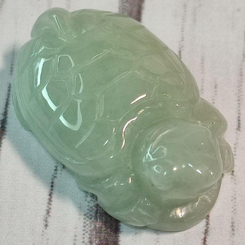 🐢長壽平安🐢天然緬甸玉A貨翡翠-糯冰 立體精雕 長壽龜 福龜 烏龜 現貨特價【92jade 遇見善緣】翡翠烏龜玉佩玉墬-細節圖2