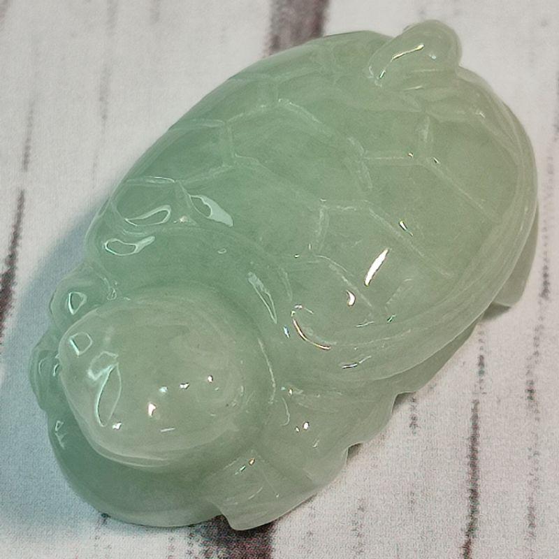 🐢長壽平安🐢天然緬甸玉A貨翡翠-糯冰 立體精雕 長壽龜 福龜 烏龜 現貨特價【92jade 遇見善緣】翡翠烏龜玉佩玉墬-細節圖3