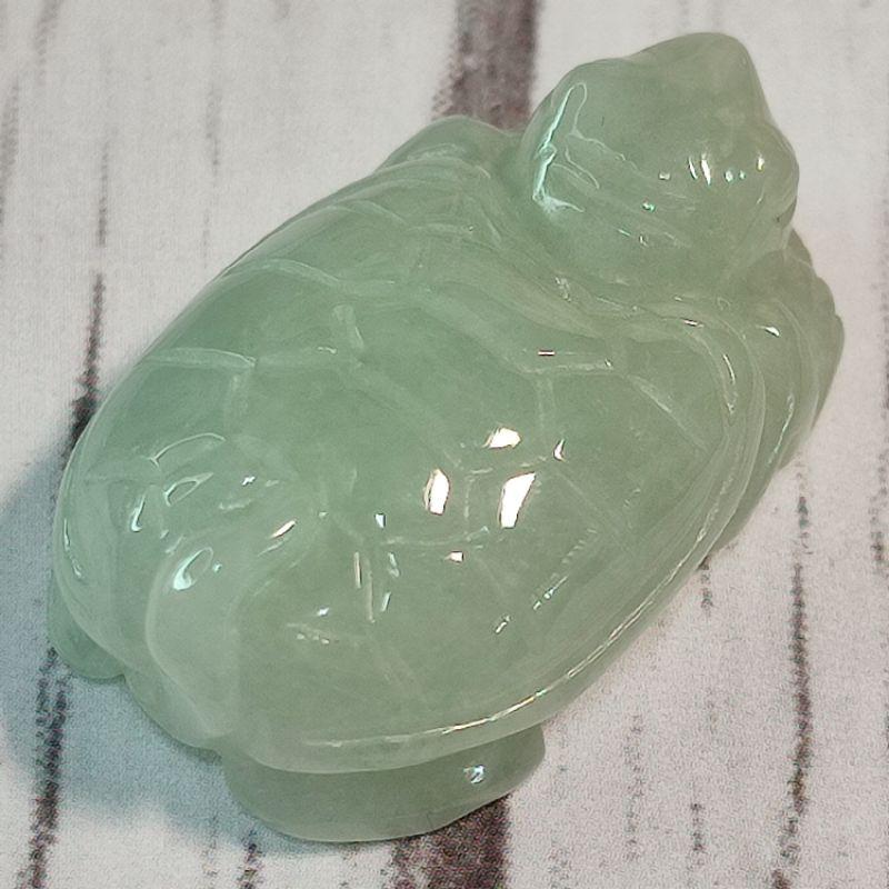 🐢長壽平安🐢天然緬甸玉A貨翡翠-糯冰 立體精雕 長壽龜 福龜 烏龜 現貨特價【92jade 遇見善緣】翡翠烏龜玉佩玉墬-細節圖4
