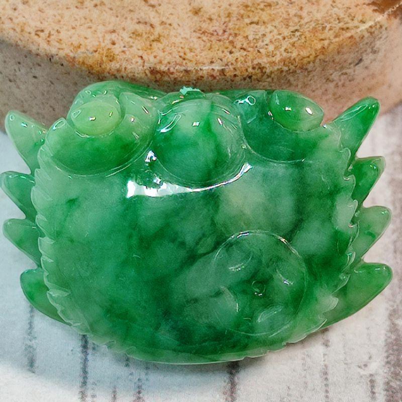 🦀八方來財 富甲天下🦀天然緬甸玉A貨翡翠-飄綠花 立體精雕 螃蟹 現貨實拍優惠特價【92jade 遇見善緣】-細節圖7