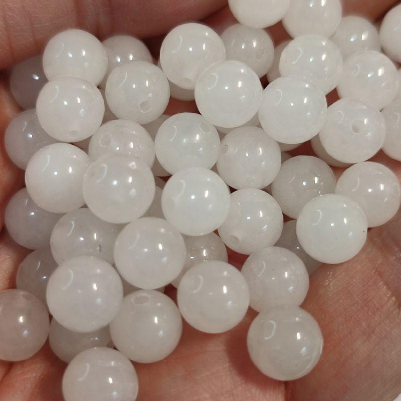 📿和田白玉散珠📿和田玉 白玉 圓珠 珠子 串珠 上下通孔件 Diy設計 飾品配件材料【92jade 台灣現貨】-細節圖3