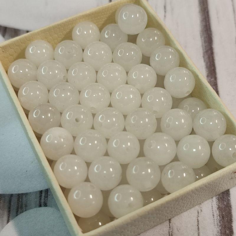 📿和田白玉散珠📿和田玉 白玉 圓珠 珠子 串珠 上下通孔件 Diy設計 飾品配件材料【92jade 台灣現貨】-細節圖4
