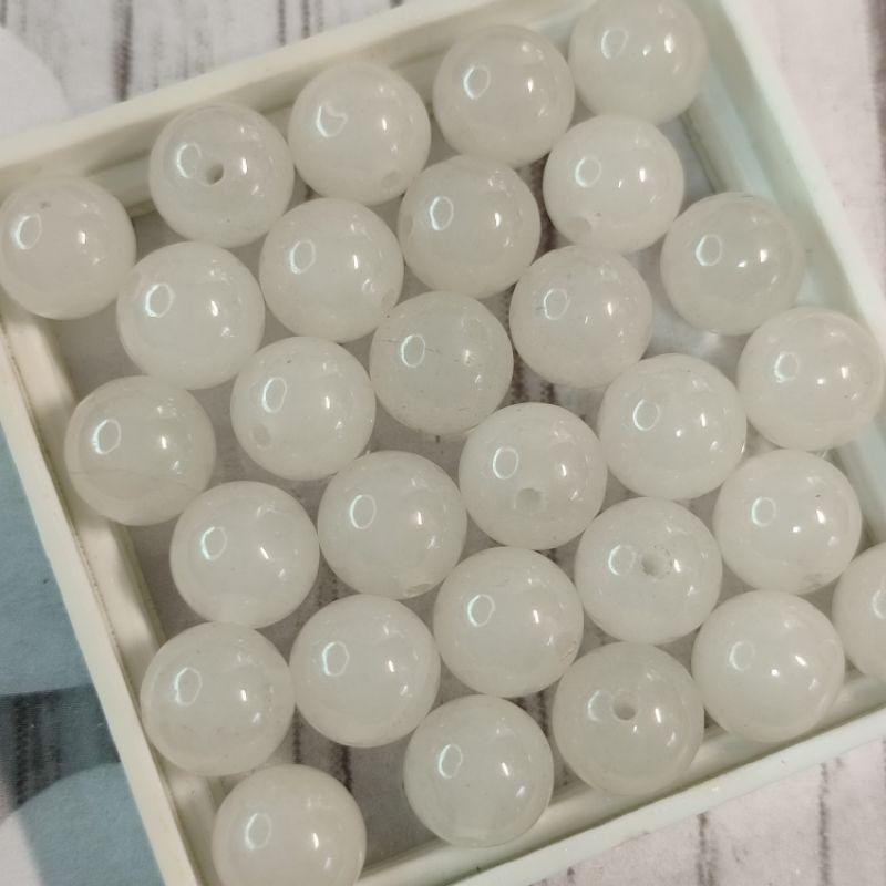 📿和田白玉散珠📿和田玉 白玉 圓珠 珠子 串珠 上下通孔件 Diy設計 飾品配件材料【92jade 台灣現貨】-細節圖5