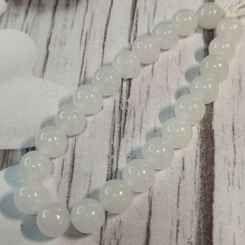 📿和田白玉散珠📿和田玉 白玉 圓珠 珠子 串珠 上下通孔件 Diy設計 飾品配件材料【92jade 台灣現貨】-細節圖6