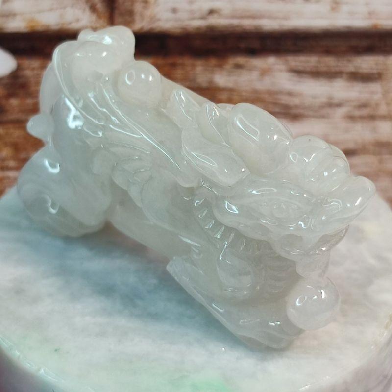 🛩️飛黃騰達🛩️️天然緬甸玉A貨翡翠-白冰 立體精雕 飛天貔貅【92jade 遇見善緣】現貨特惠 翡翠貔貅 貔貅玉佩玉墬-細節圖3
