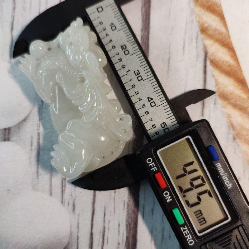 🛩️飛黃騰達🛩️️天然緬甸玉A貨翡翠-白冰 立體精雕 飛天貔貅【92jade 遇見善緣】現貨特惠 翡翠貔貅 貔貅玉佩玉墬-細節圖7