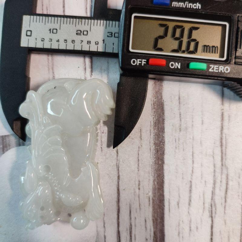 🛩️飛黃騰達🛩️️天然緬甸玉A貨翡翠-白冰 立體精雕 飛天貔貅【92jade 遇見善緣】現貨特惠 翡翠貔貅 貔貅玉佩玉墬-細節圖8
