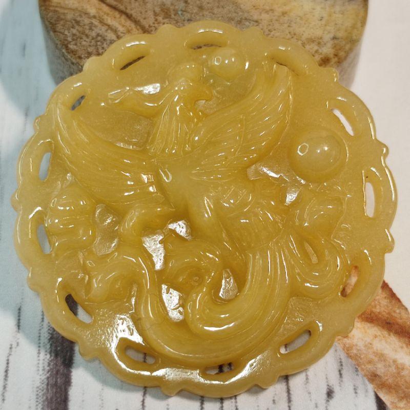 🐉人中龍鳳🐉天然緬甸玉 A貨翡翠-冰黃翡 精雕 龍/鳳牌 附證書 現貨實拍優惠特價【92jade 遇見善緣】-細節圖4
