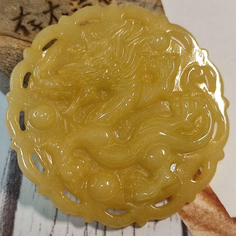 🐉人中龍鳳🐉天然緬甸玉 A貨翡翠-冰黃翡 精雕 龍/鳳牌 附證書 現貨實拍優惠特價【92jade 遇見善緣】-細節圖7