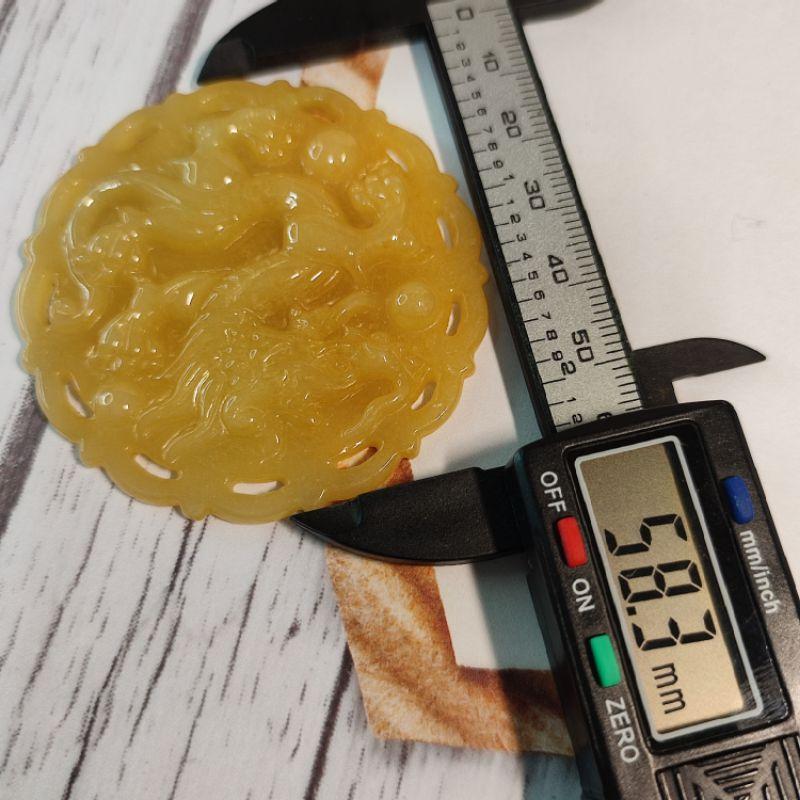 🐉人中龍鳳🐉天然緬甸玉 A貨翡翠-冰黃翡 精雕 龍/鳳牌 附證書 現貨實拍優惠特價【92jade 遇見善緣】-細節圖8