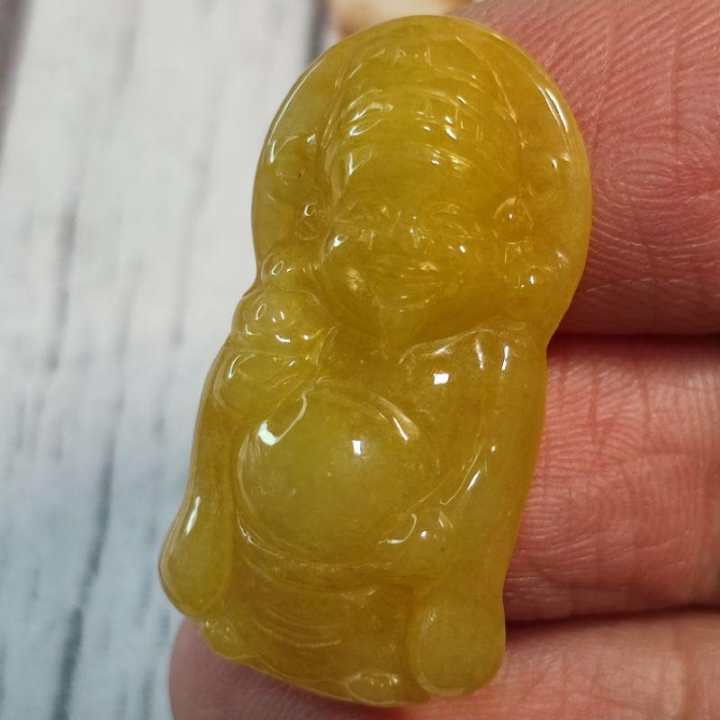 💰黃翡財神💰天然緬甸玉 A貨 翡翠-黃翡 精雕 Q版 財神 現貨特價 神明公仔【92jade】兒童節禮物 玉財神-細節圖2