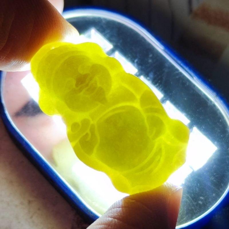 💰黃翡財神💰天然緬甸玉 A貨 翡翠-黃翡 精雕 Q版 財神 現貨特價 神明公仔【92jade】兒童節禮物 玉財神-細節圖7