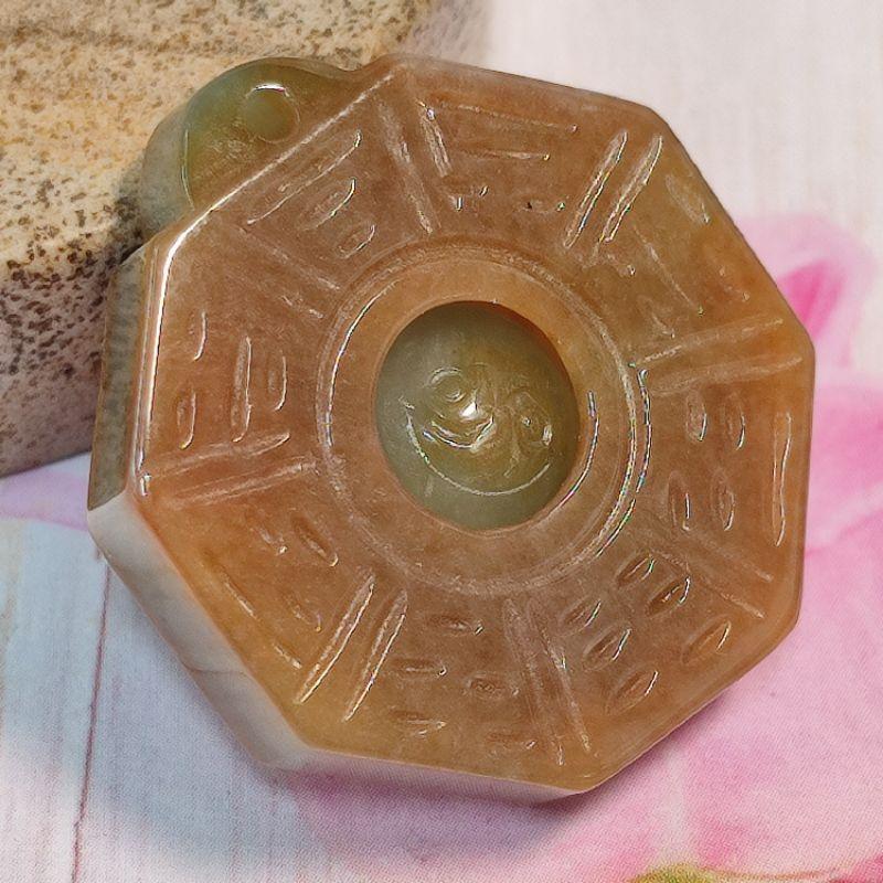 ☯️占凶吉 知萬象☯️天然緬甸玉 A貨 翡翠 栗黃 雙面精雕 八卦 現貨特價【92jade】玉八卦 翡翠八卦 八卦玉-細節圖5