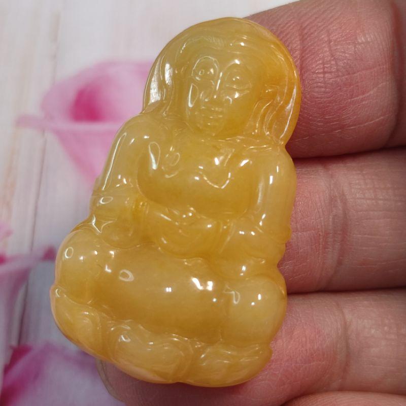 🙏大慈大悲🙏天然緬甸玉A貨翡翠-冰黃翡 精雕 正莊 觀音 附證書 現貨特價【92jade 遇見善緣】翡翠觀音 觀音玉佩-細節圖2