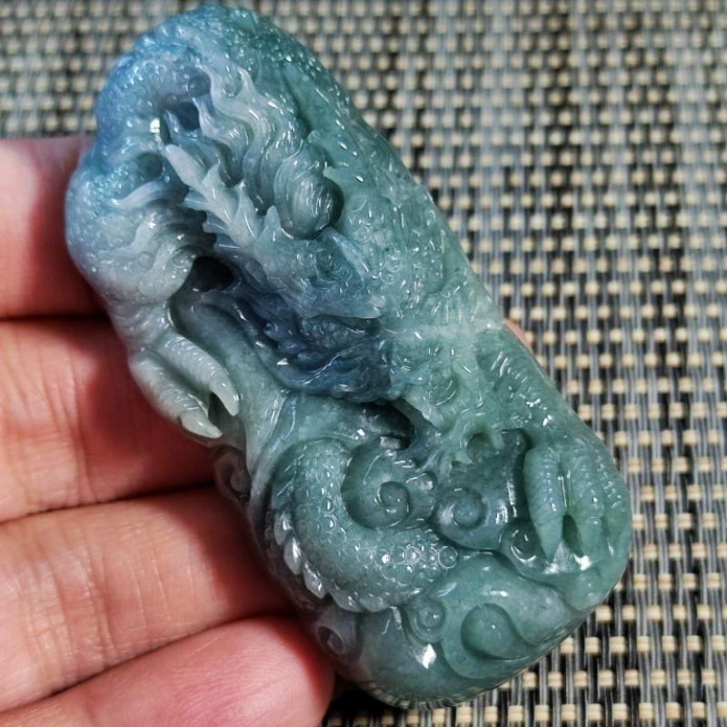 🐉龍行天下🐉天然瓜地馬拉玉 A貨 翡翠 藍水 精雕 龍牌 現貨特價【92jade 遇見善緣】翡翠龍牌 玉龍牌玉佩玉墬-細節圖2