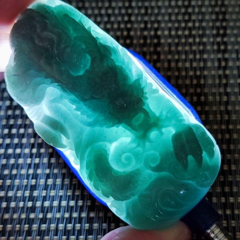 🐉龍行天下🐉天然瓜地馬拉玉 A貨 翡翠 藍水 精雕 龍牌 現貨特價【92jade 遇見善緣】翡翠龍牌 玉龍牌玉佩玉墬-細節圖3