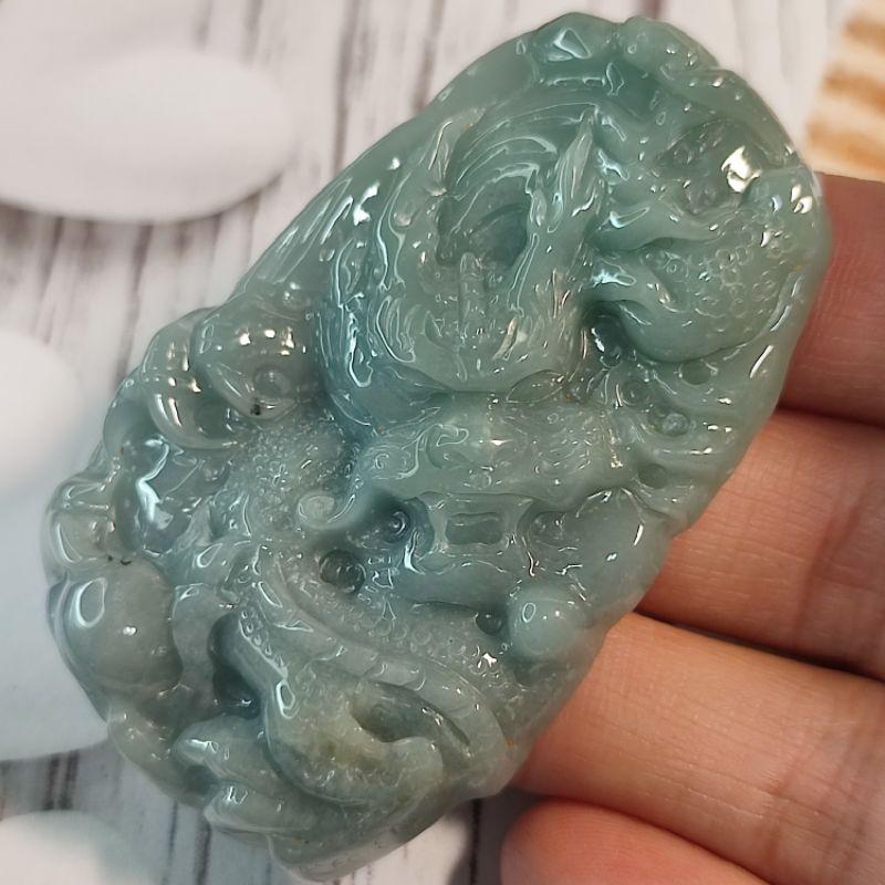 🐉龍行天下🐉天然瓜地馬拉玉 A貨 翡翠 藍水 精雕 龍牌 現貨特價【92jade 遇見善緣】翡翠龍牌 玉龍牌玉佩玉墬-細節圖5