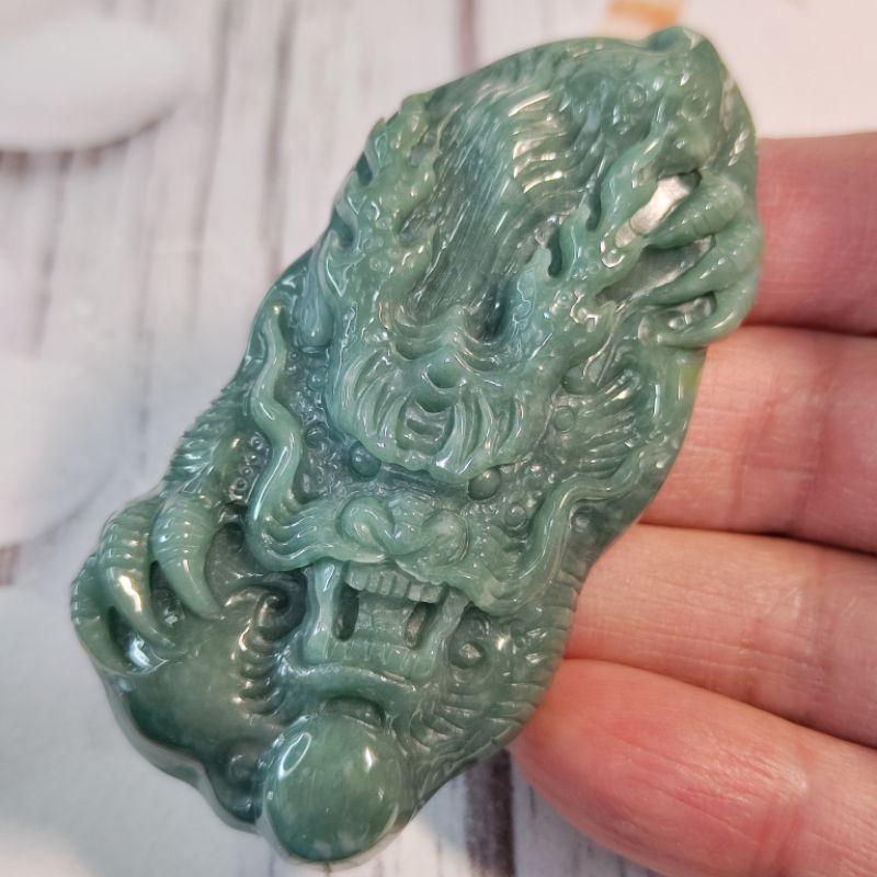 🐉龍行天下🐉天然瓜地馬拉玉 A貨 翡翠 藍水 精雕 龍牌 現貨特價【92jade 遇見善緣】翡翠龍牌 玉龍牌玉佩玉墬-細節圖7