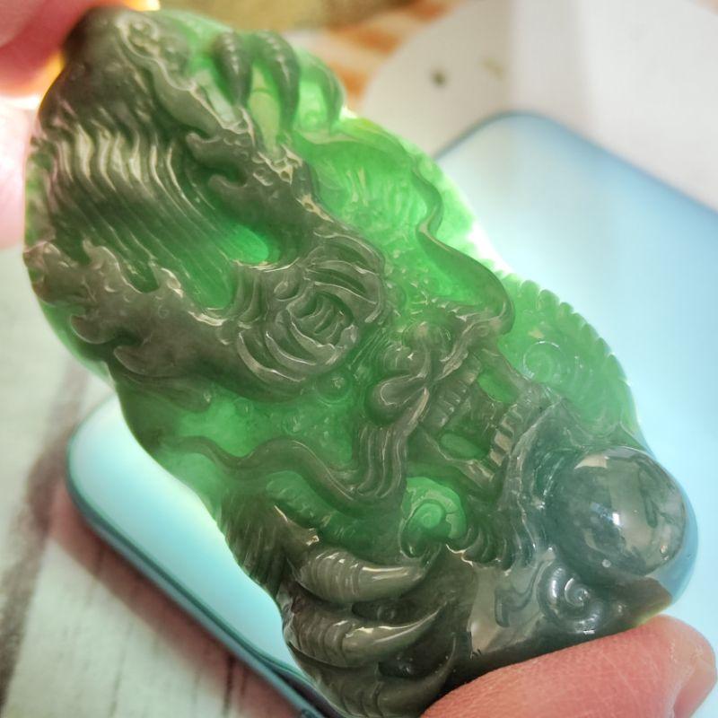 🐉龍行天下🐉天然瓜地馬拉玉 A貨 翡翠 藍水 精雕 龍牌 現貨特價【92jade 遇見善緣】翡翠龍牌 玉龍牌玉佩玉墬-細節圖8