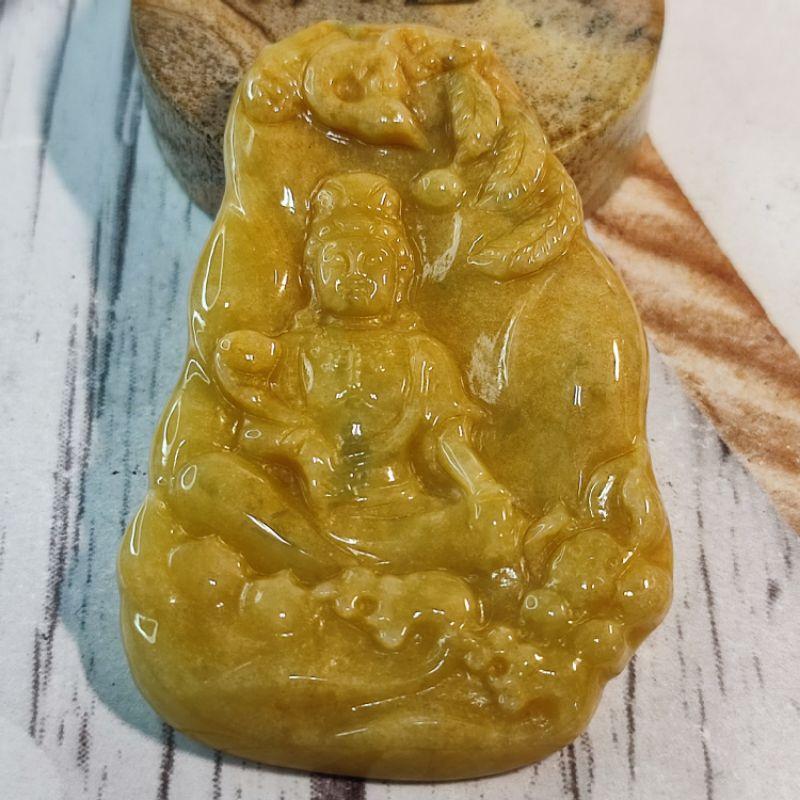 🙏鳳凰觀音🙏天然緬甸玉 A貨翡翠-黃翡 精雕 鳳凰 觀音【92jade 遇見善緣】現貨特價 翡翠觀音 觀音玉佩玉墬-細節圖2