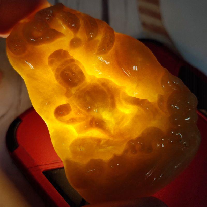 🙏鳳凰觀音🙏天然緬甸玉 A貨翡翠-黃翡 精雕 鳳凰 觀音【92jade 遇見善緣】現貨特價 翡翠觀音 觀音玉佩玉墬-細節圖3