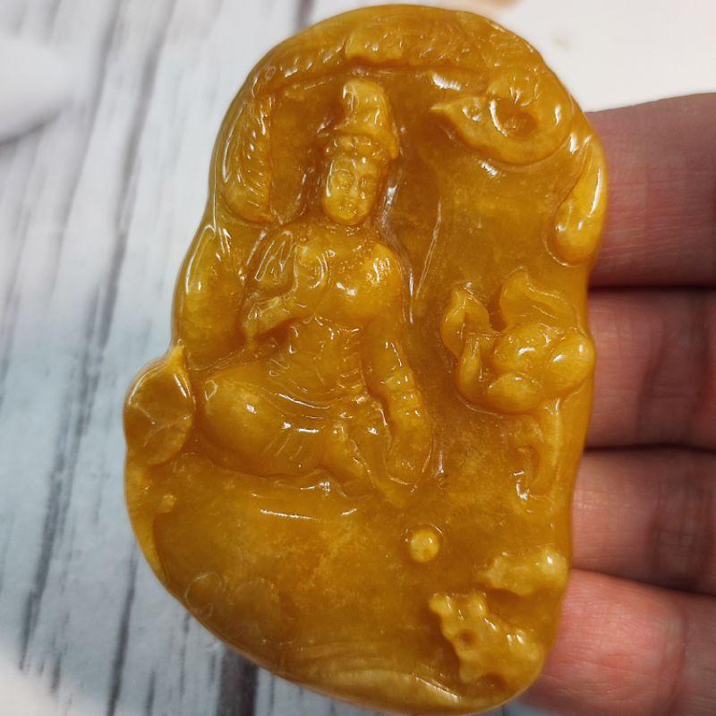 🙏鳳凰觀音🙏天然緬甸玉 A貨翡翠-黃翡 精雕 鳳凰 觀音【92jade 遇見善緣】現貨特價 翡翠觀音 觀音玉佩玉墬-細節圖7