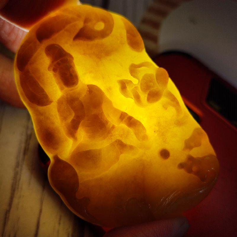 🙏鳳凰觀音🙏天然緬甸玉 A貨翡翠-黃翡 精雕 鳳凰 觀音【92jade 遇見善緣】現貨特價 翡翠觀音 觀音玉佩玉墬-細節圖9