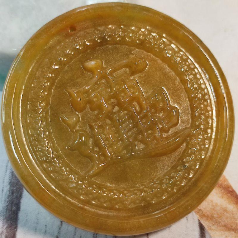 💰招財進寶💰天然緬甸玉A貨翡翠-栗黃 鐲心料 精雕 招財進寶 附證書 現貨特價【92jade 遇見善緣】-細節圖4