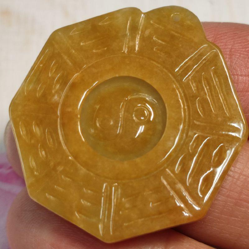 ☯️占凶吉 知萬象☯️天然緬甸玉 A貨 翡翠 黃白雙彩 雙面精雕 八卦 附證書 現貨特價【中間可轉動】玉八卦 轉運八卦-細節圖2