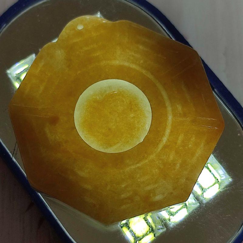 ☯️占凶吉 知萬象☯️天然緬甸玉 A貨 翡翠 黃白雙彩 雙面精雕 八卦 附證書 現貨特價【中間可轉動】玉八卦 轉運八卦-細節圖3