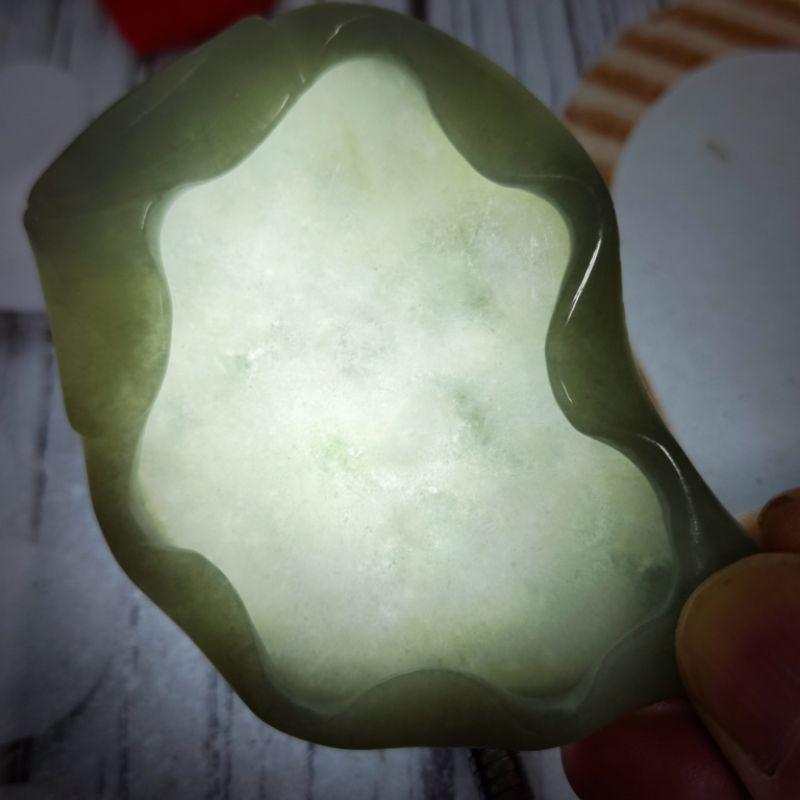 ☘️ 荷包滿滿☘️天然緬甸玉A貨翡翠-精雕 荷葉 筆洗/墨碟/筆擱 擺件 現貨優惠特價【92jade遇見善緣】翡翠筆洗-細節圖5